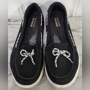 Sketchers Black White Gogo Mat Glide Ultra Boat Shoes Women's Size 8